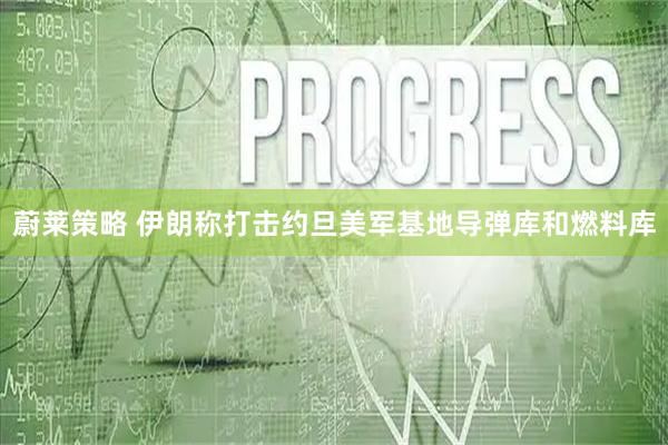 蔚莱策略 伊朗称打击约旦美军基地导弹库和燃料库